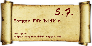 Sorger Fábián névjegykártya